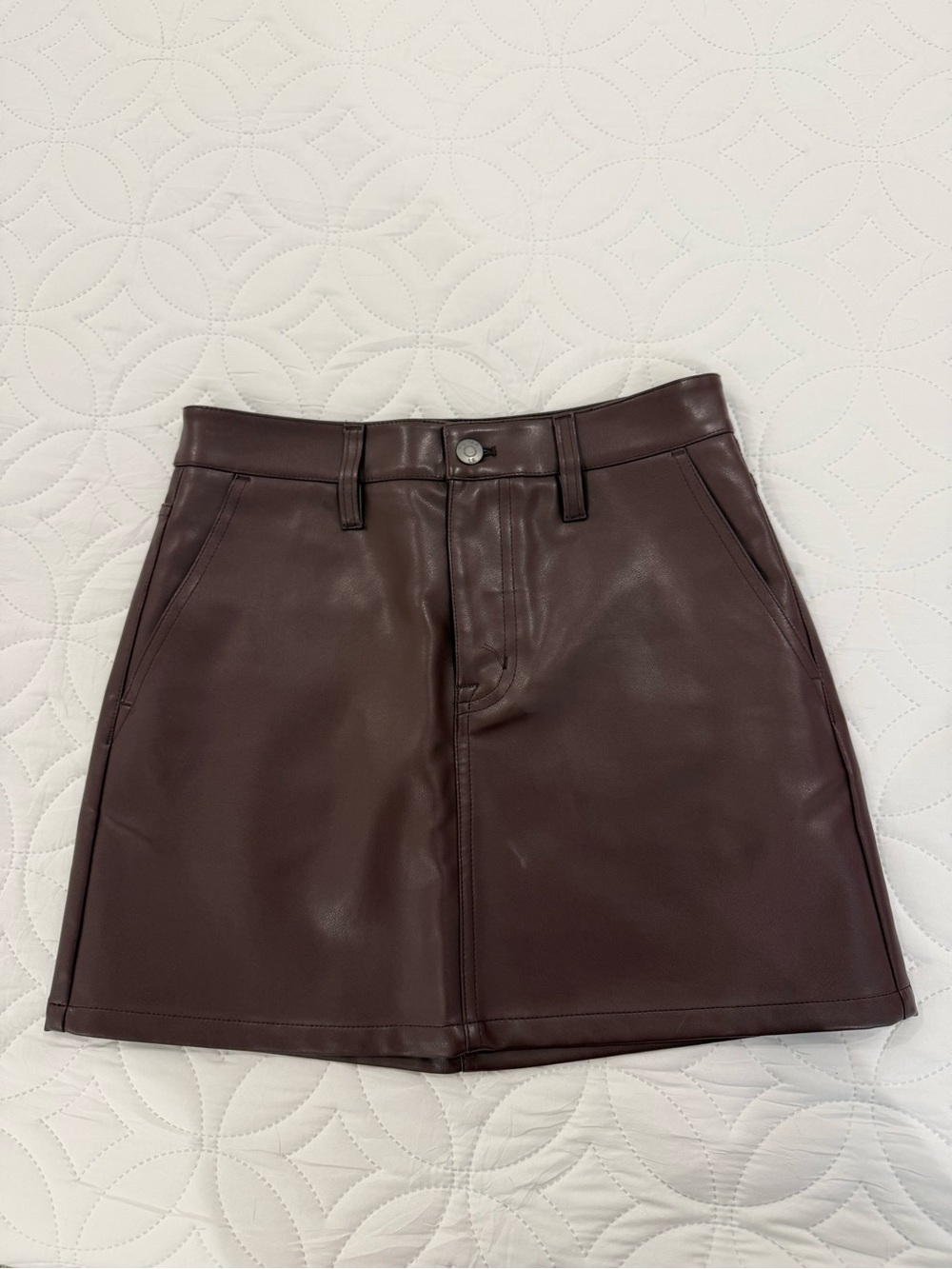 Pistola maroon faux leather skirt